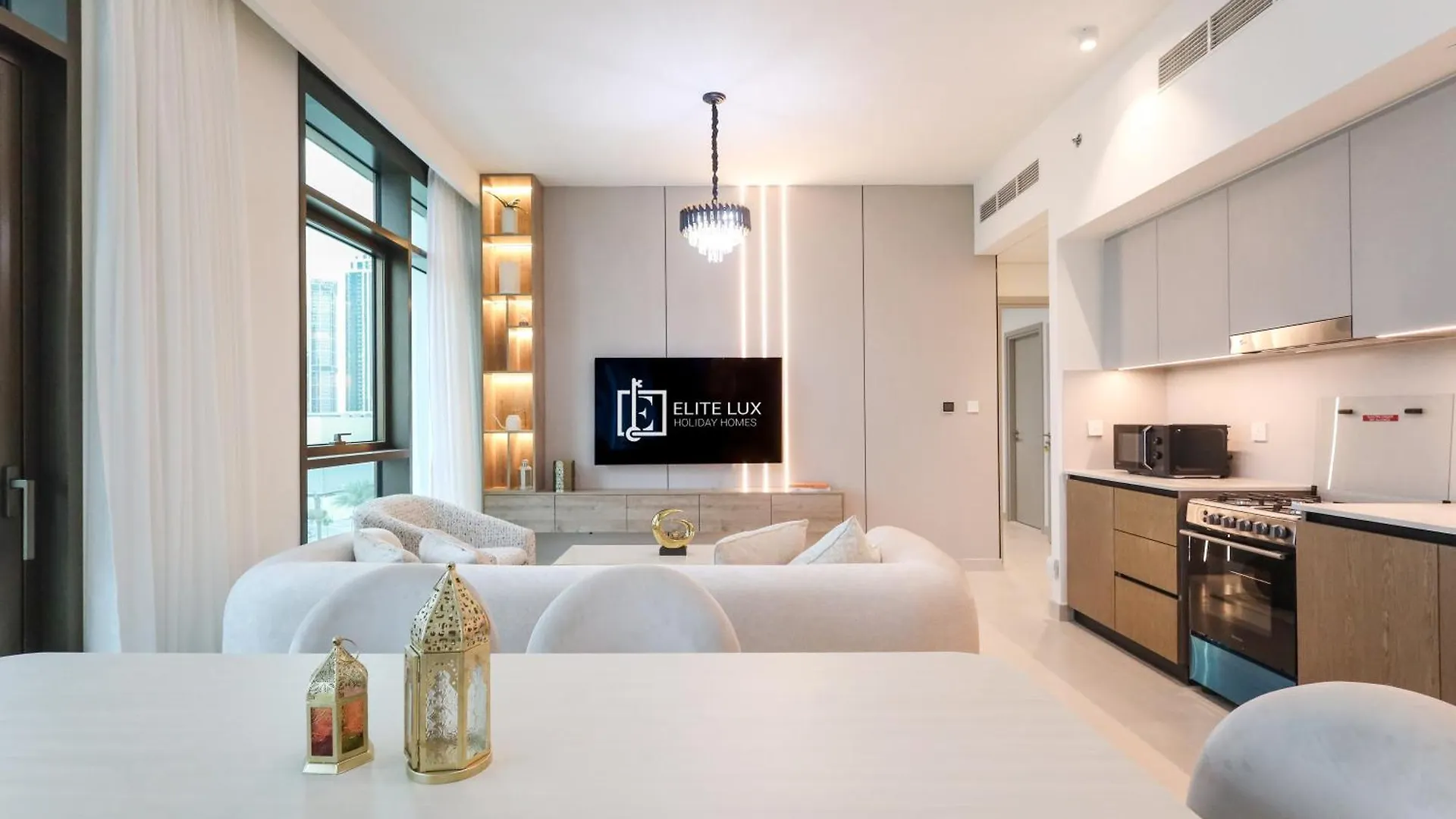 Apartment Elite Lux Holiday Homes - Dubai Creek Oasis: 2Br Luxe W Burj View